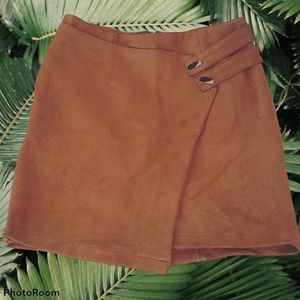 Faux suede wrap skirt
